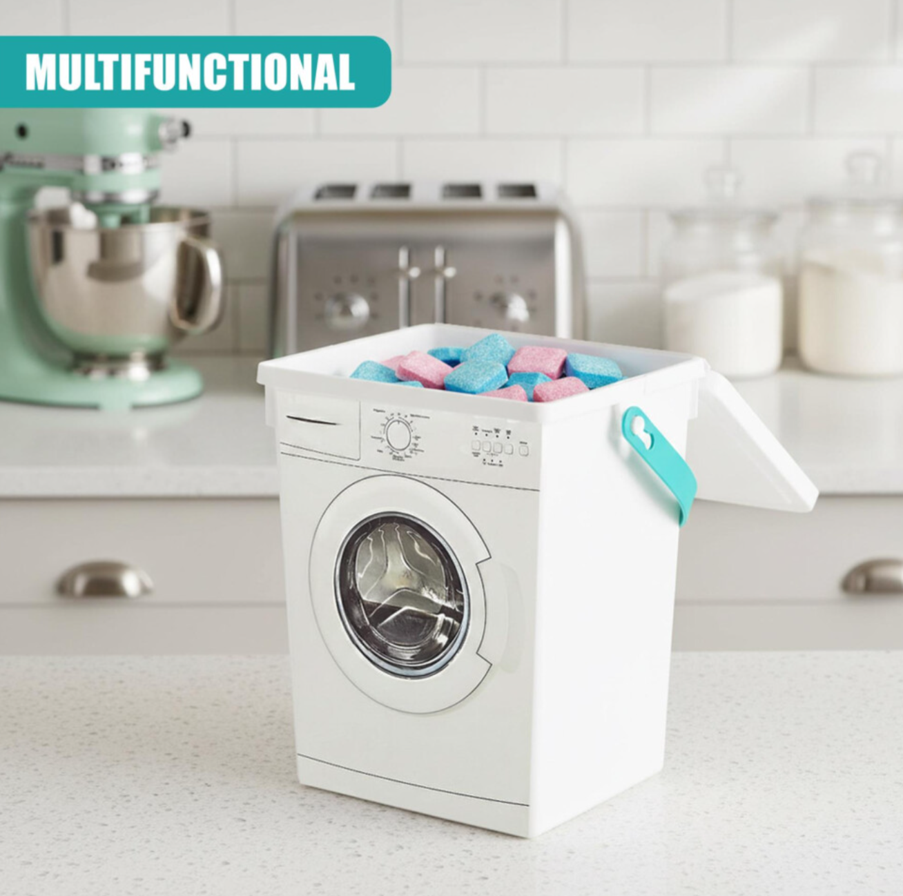 GEEZY Washing Machine Storage Box 5L – Laundry Powder & Pod Container with Lid