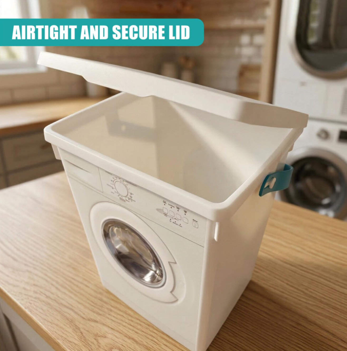 GEEZY Washing Machine Storage Box 5L – Laundry Powder & Pod Container with Lid