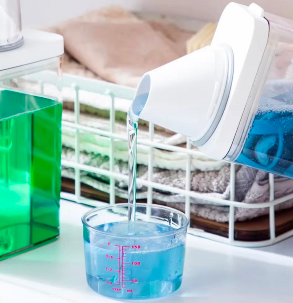 Airtight Laundry Detergent Dispenser with Measuring Cup