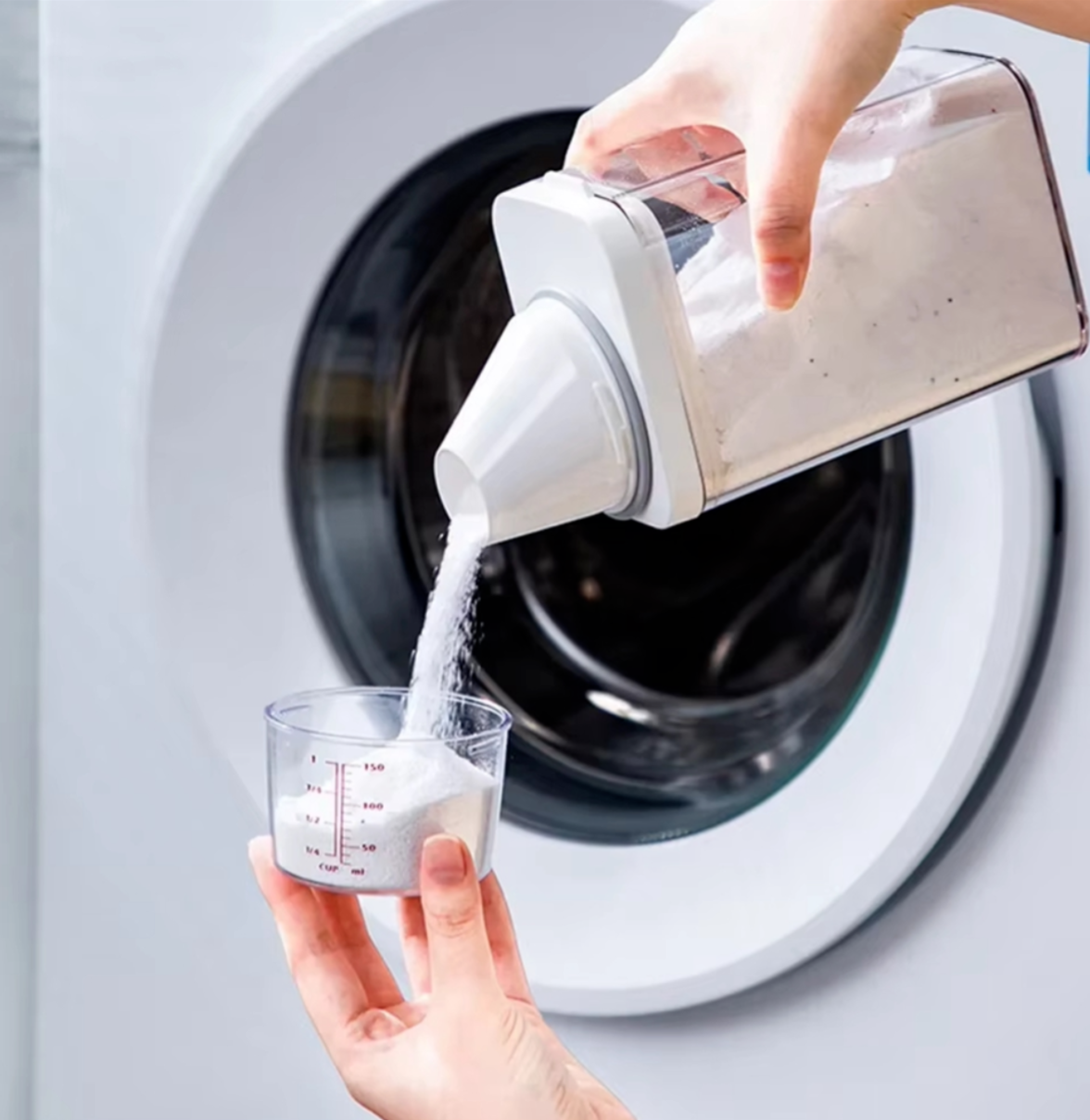 Airtight Laundry Detergent Dispenser with Measuring Cup