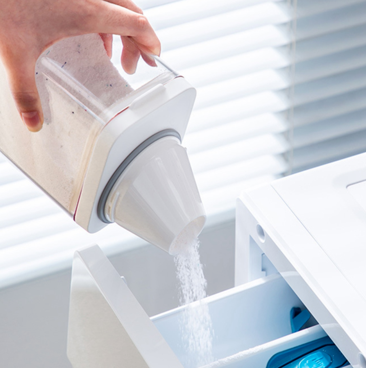 Airtight Laundry Detergent Dispenser with Measuring Cup