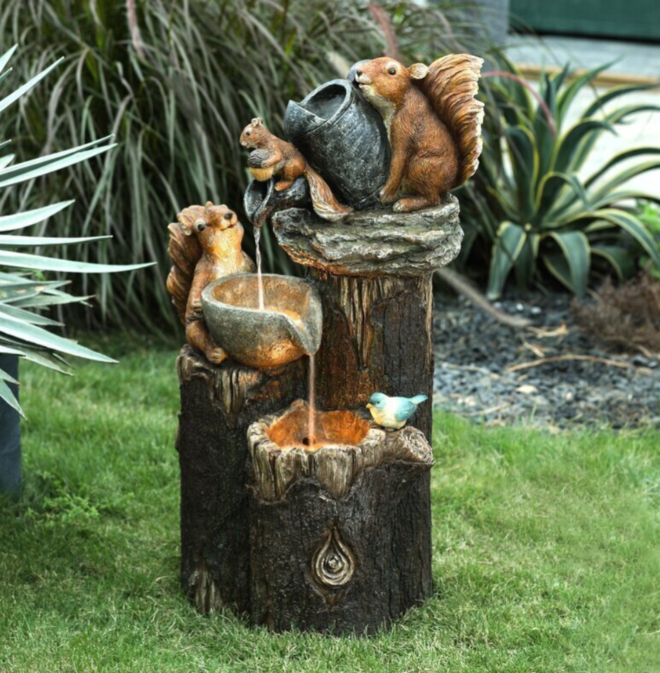 Mini Animal Family Solar Powered Water Fountain