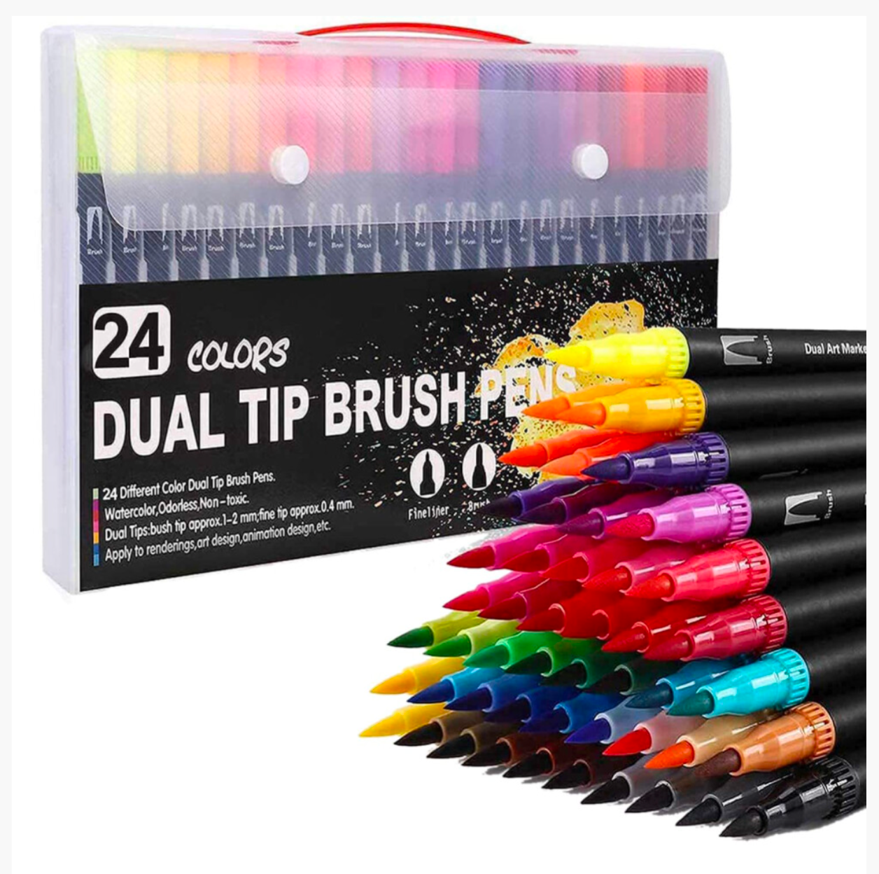 24-Colour Dual Tip Brush Pen Set