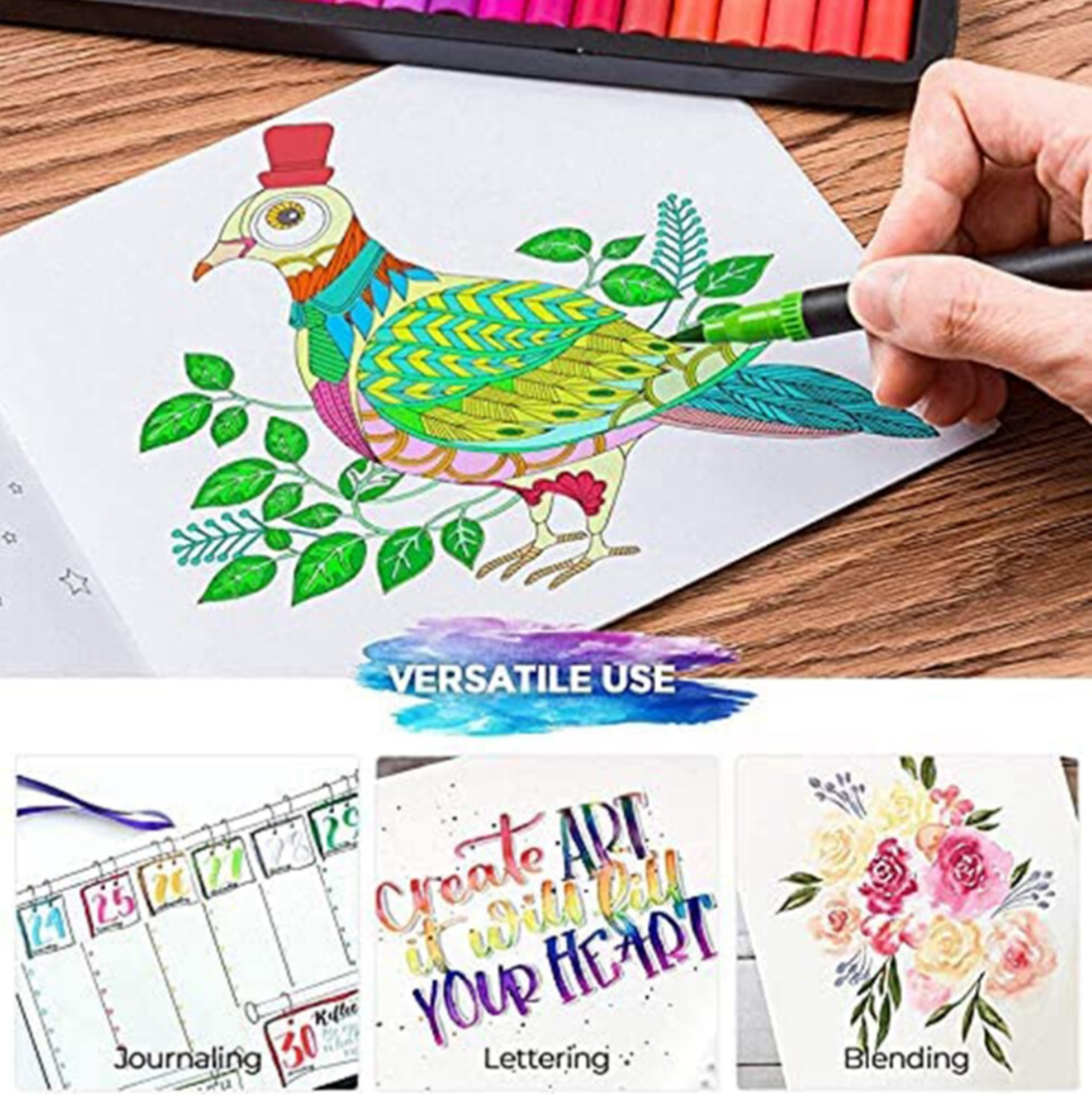 24-Colour Dual Tip Brush Pen Set