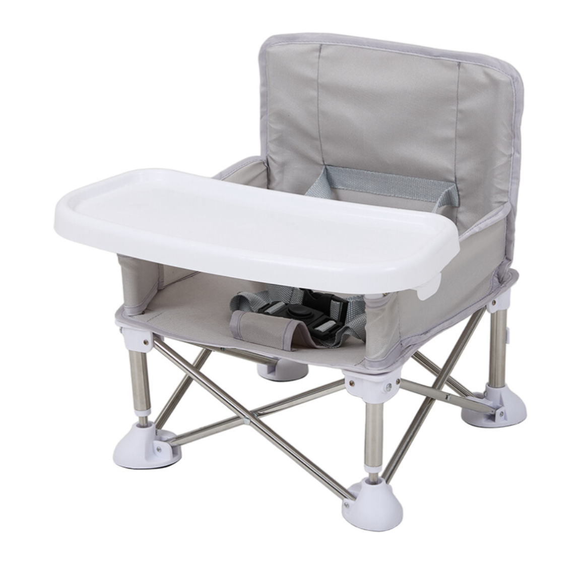 Portable and Foldable Baby Highchair with Tray, Grey