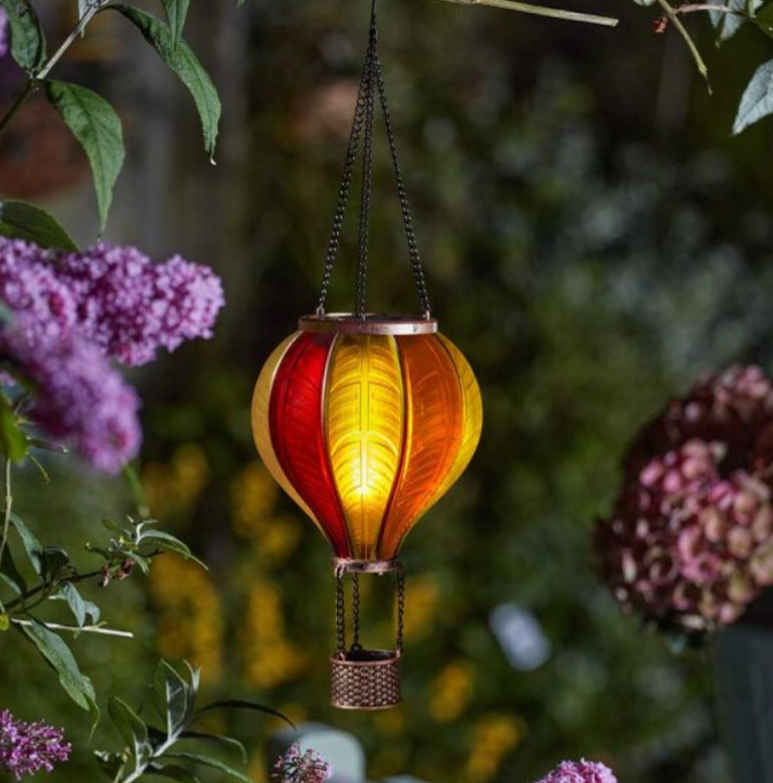 Solar Hot Air Balloon Flame Effect Hanging Lantern LED 44cm