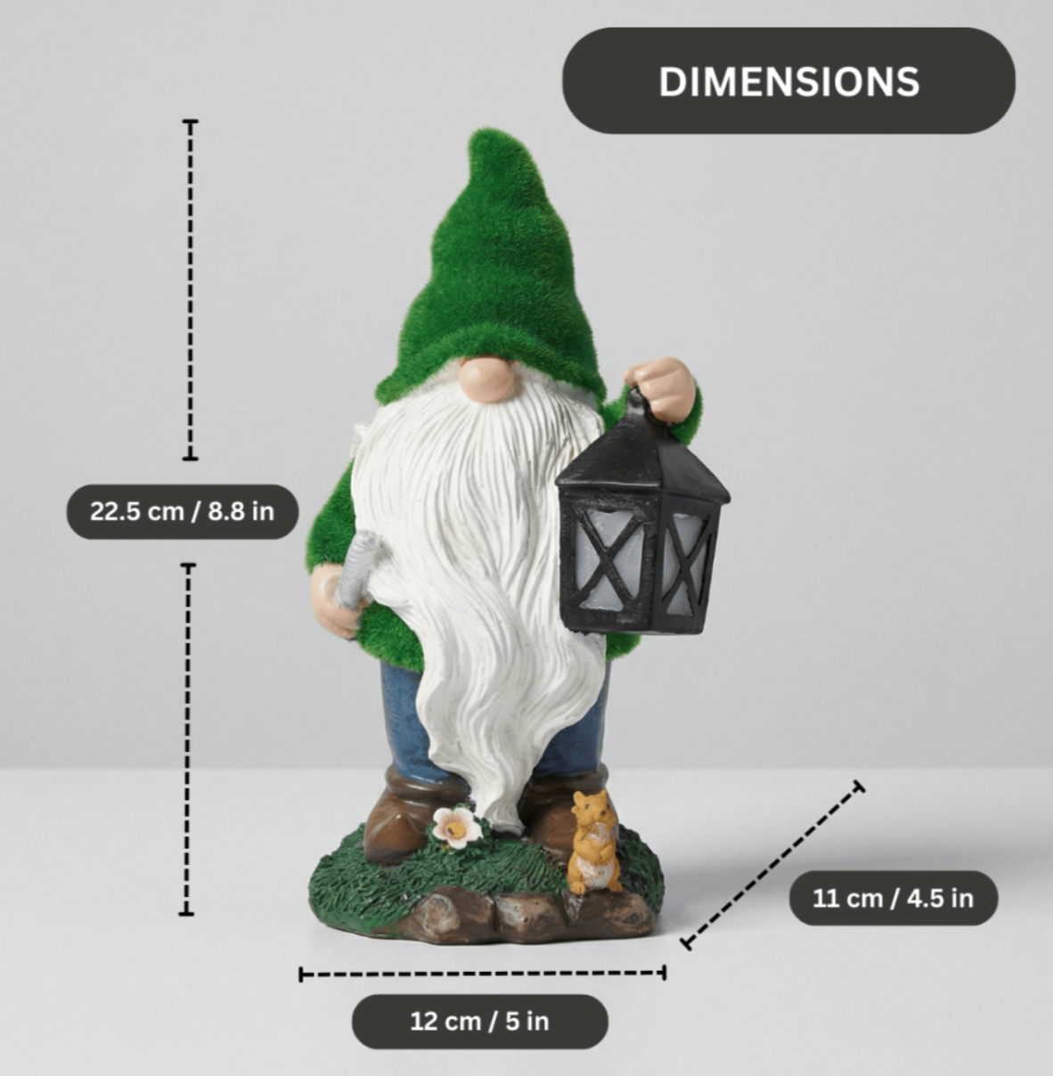 Solar-Powered Garden Gnome with LED Lantern – Outdoor Decorative Light Ornament