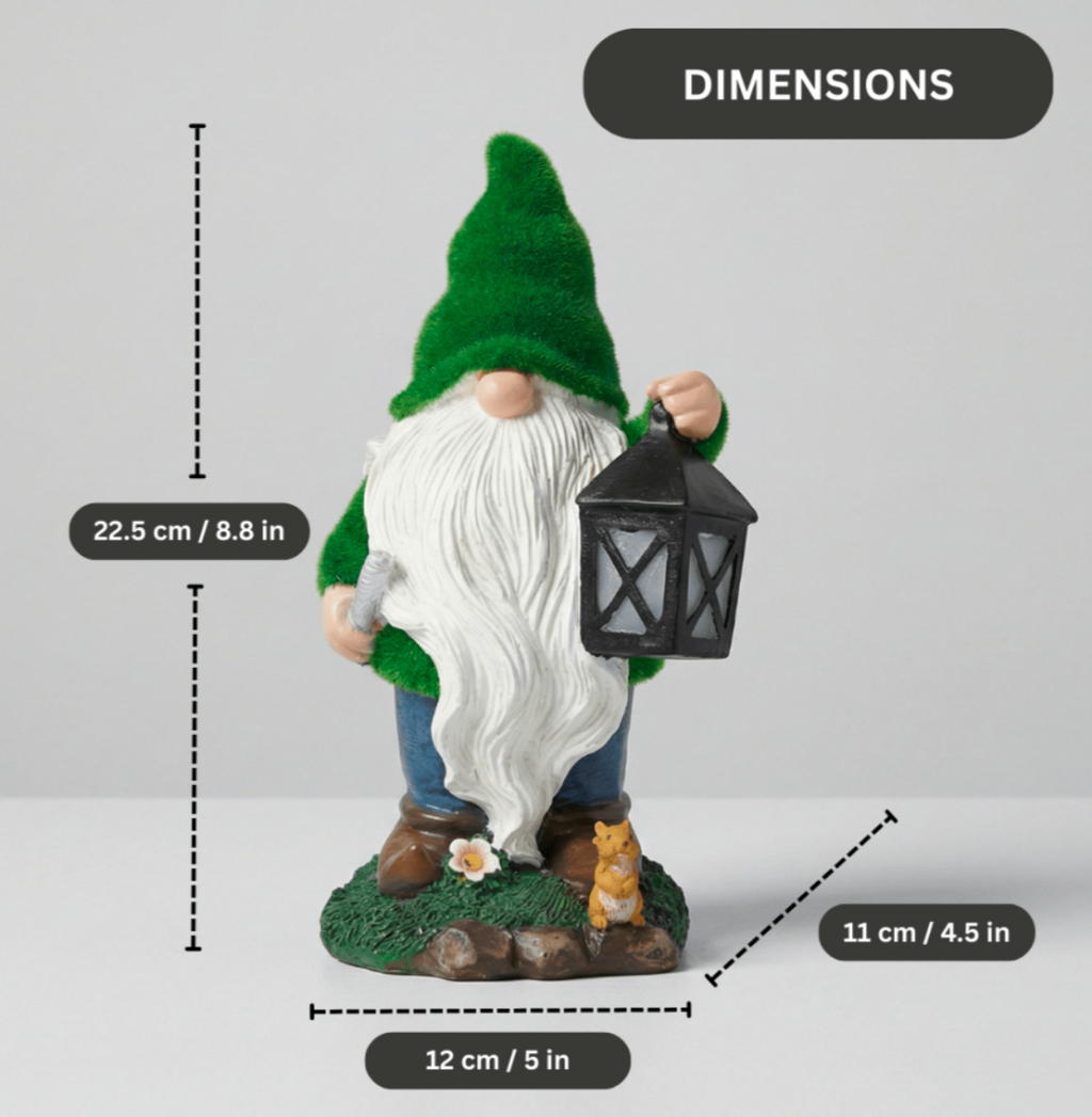 Solar-Powered Garden Gnome with LED Lantern – Outdoor Decorative Light Ornament