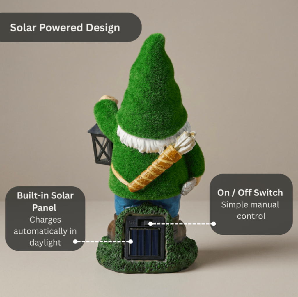 Solar-Powered Garden Gnome with LED Lantern – Outdoor Decorative Light Ornament