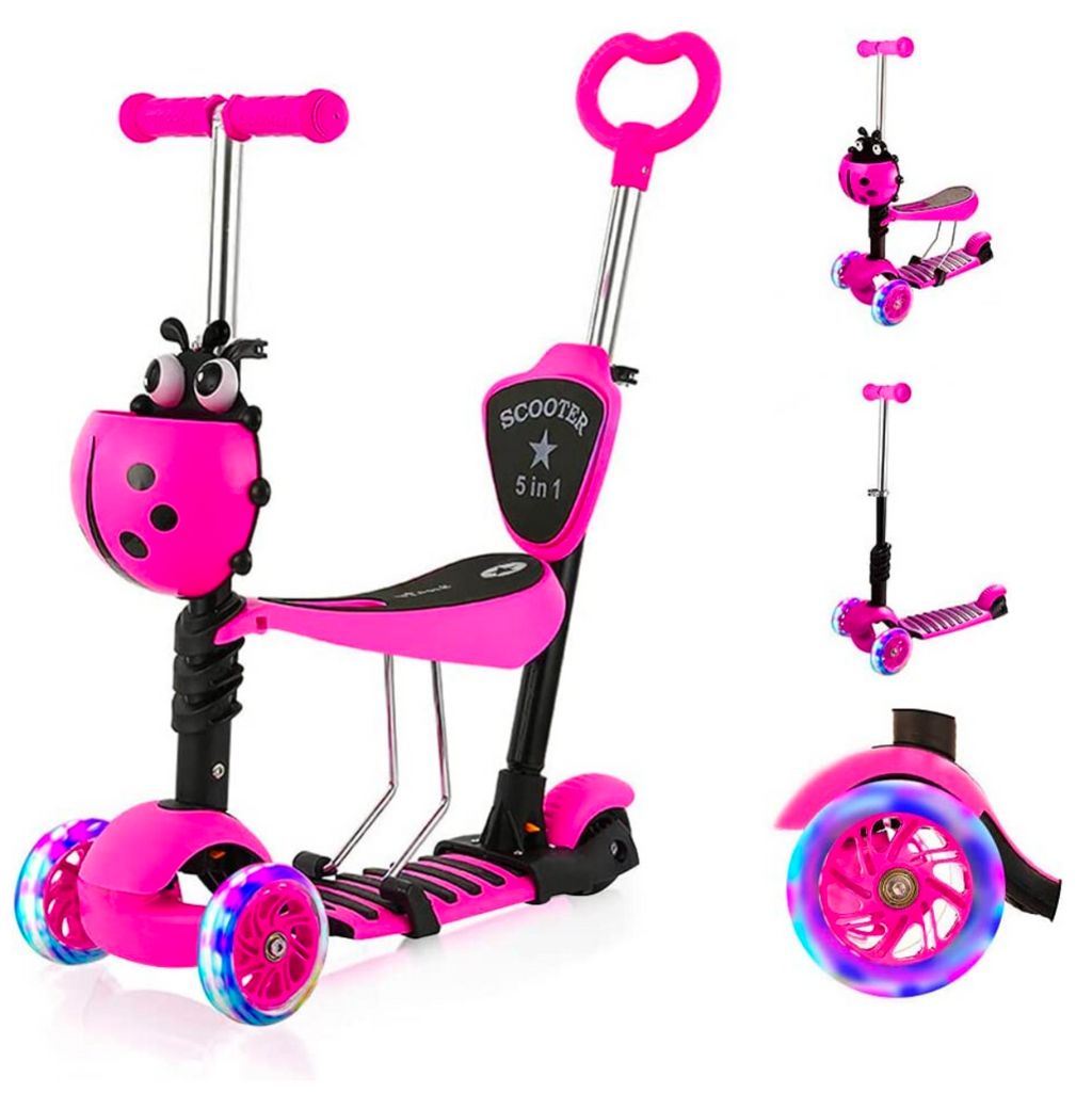 5-in-1 Kids Scooter-3 Wheels with Removable Seat