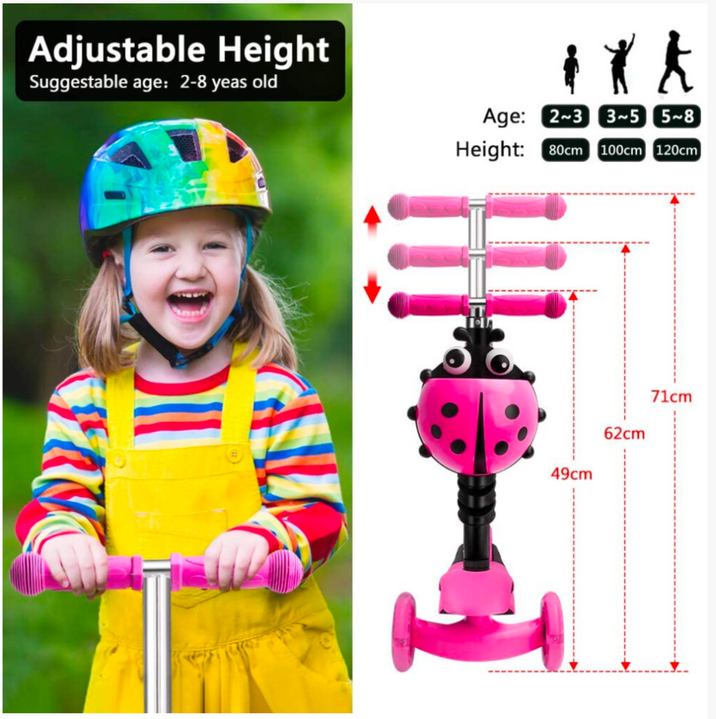 5-in-1 Kids Scooter-3 Wheels with Removable Seat