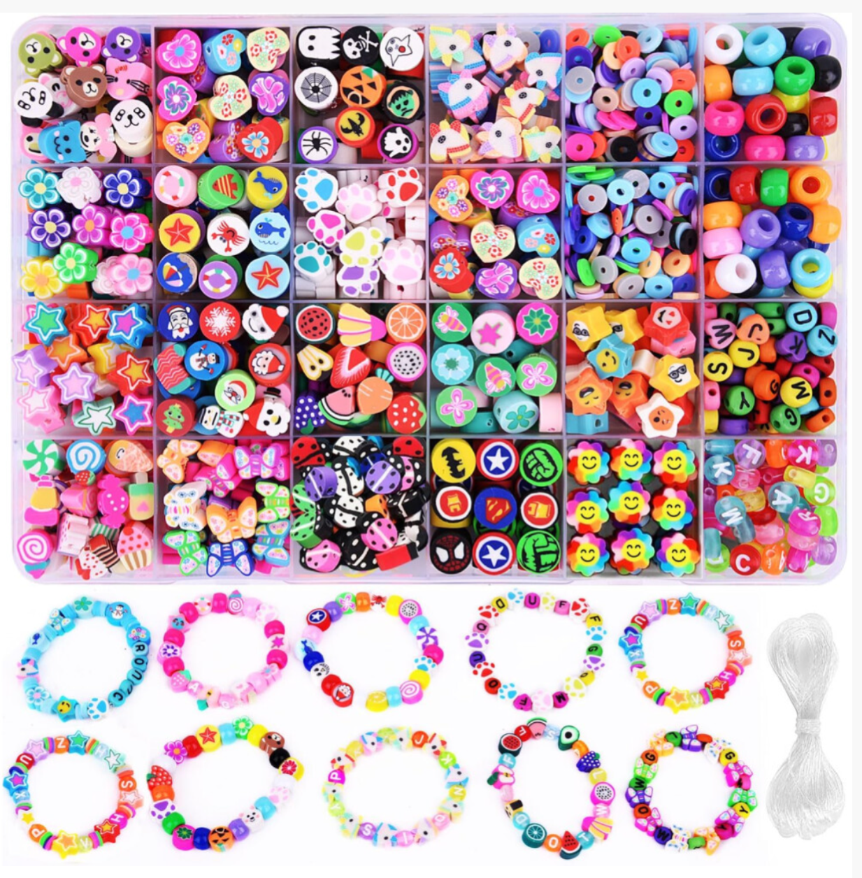 1000 Piece Polymer Clay Bead Bracelet Making Kit – 24 Fun Styles