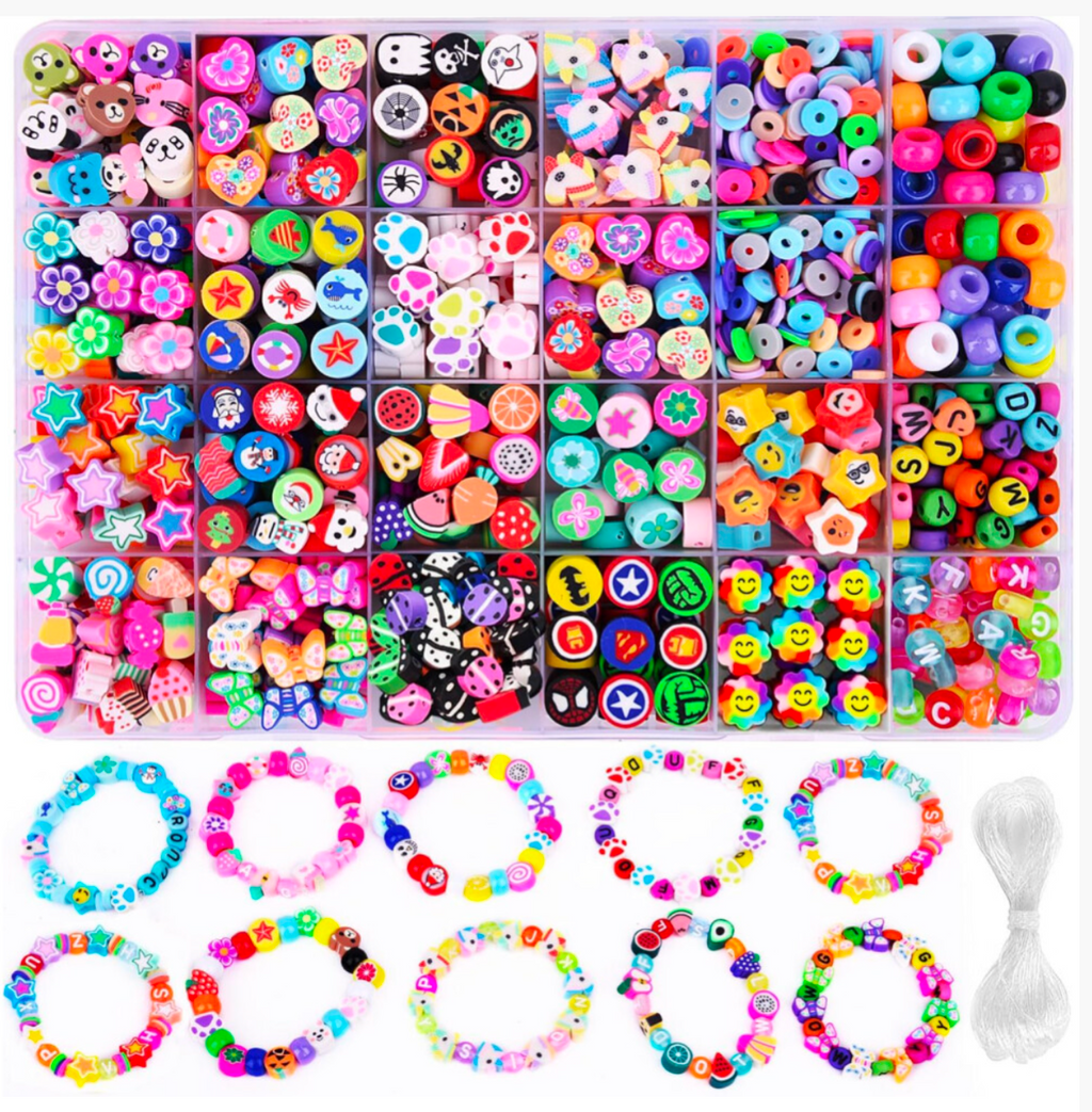 1000 Piece Polymer Clay Bead Bracelet Making Kit – 24 Fun Styles