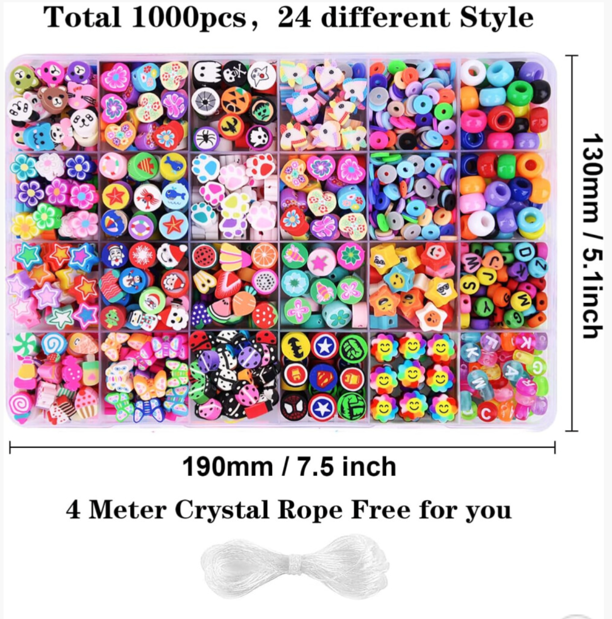 1000 Piece Polymer Clay Bead Bracelet Making Kit – 24 Fun Styles