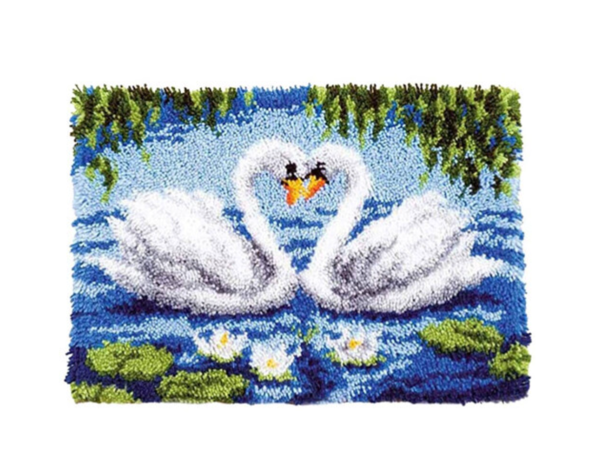 Swan Lovers Latch Hook Rug Making Kit