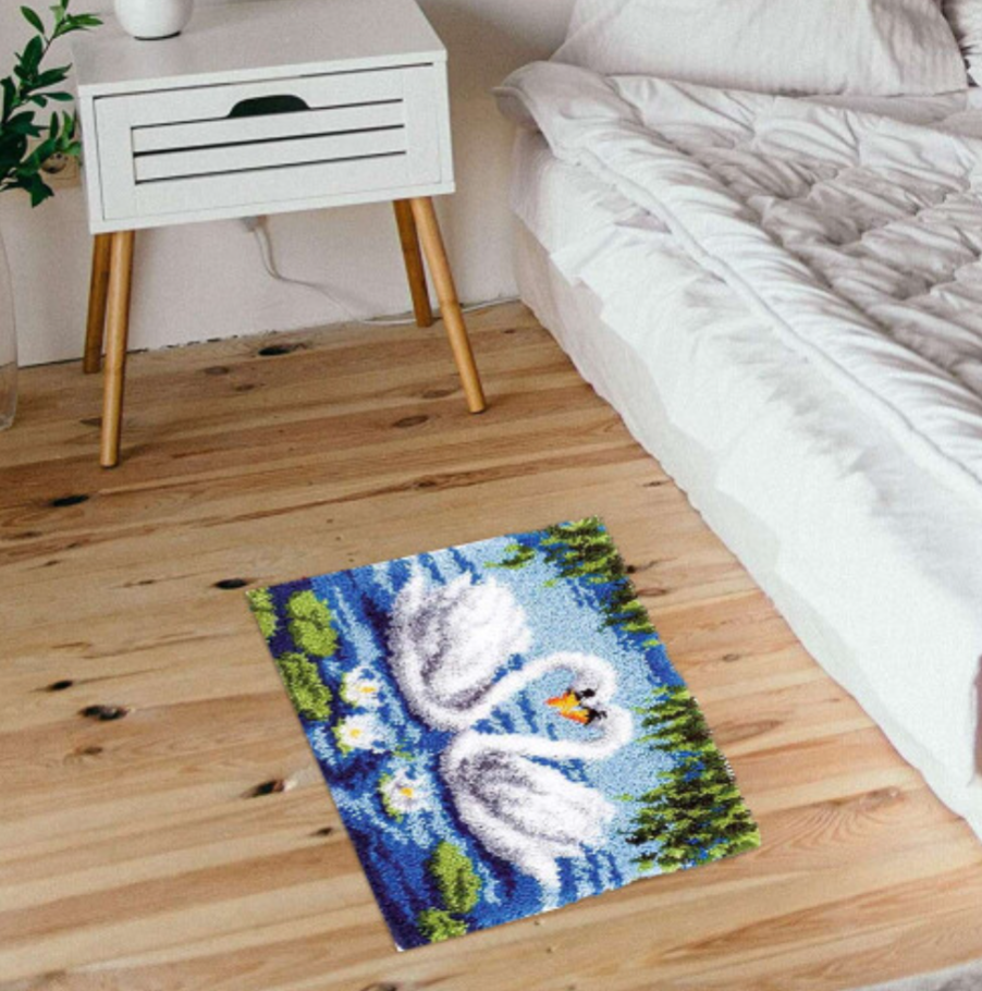 Swan Lovers Latch Hook Rug Making Kit