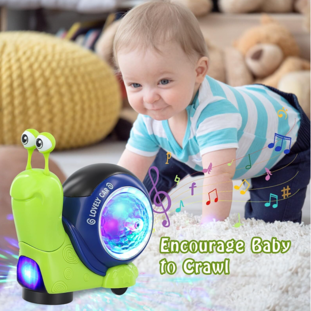 Electric Crawling Snail Toy with Music & Light