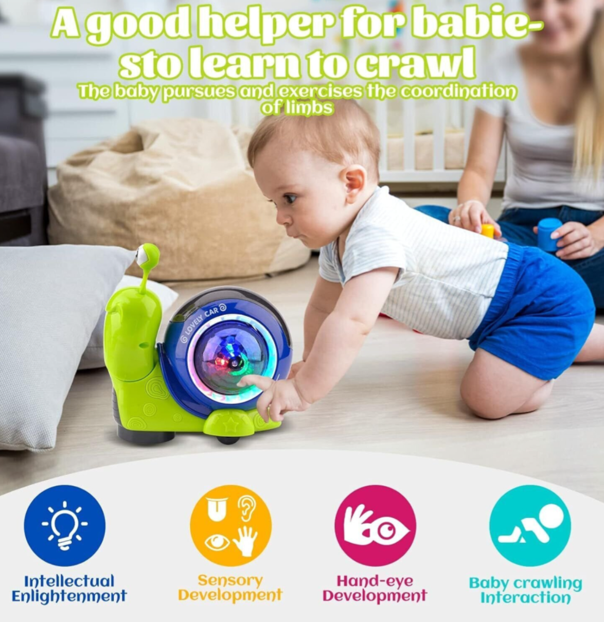 Electric Crawling Snail Toy with Music & Light