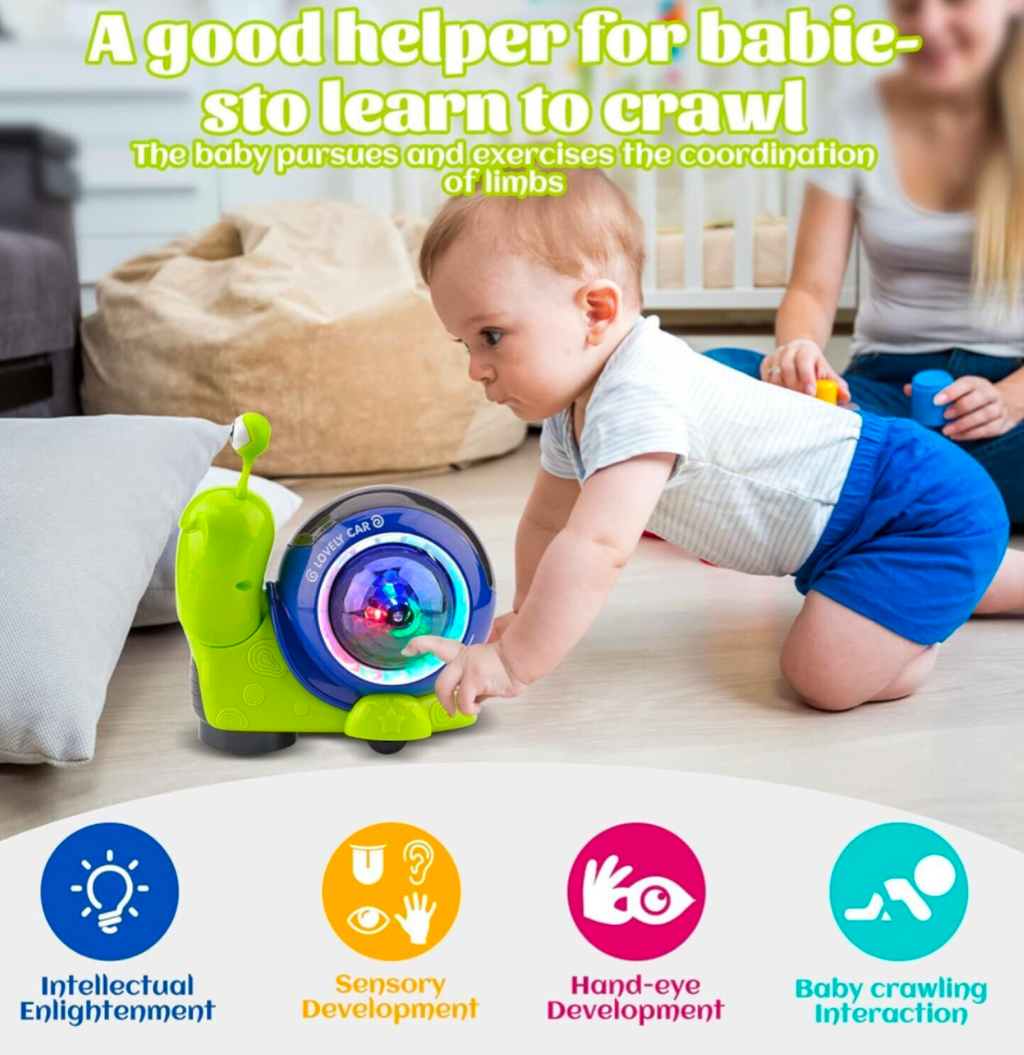 Electric Crawling Snail Toy with Music & Light