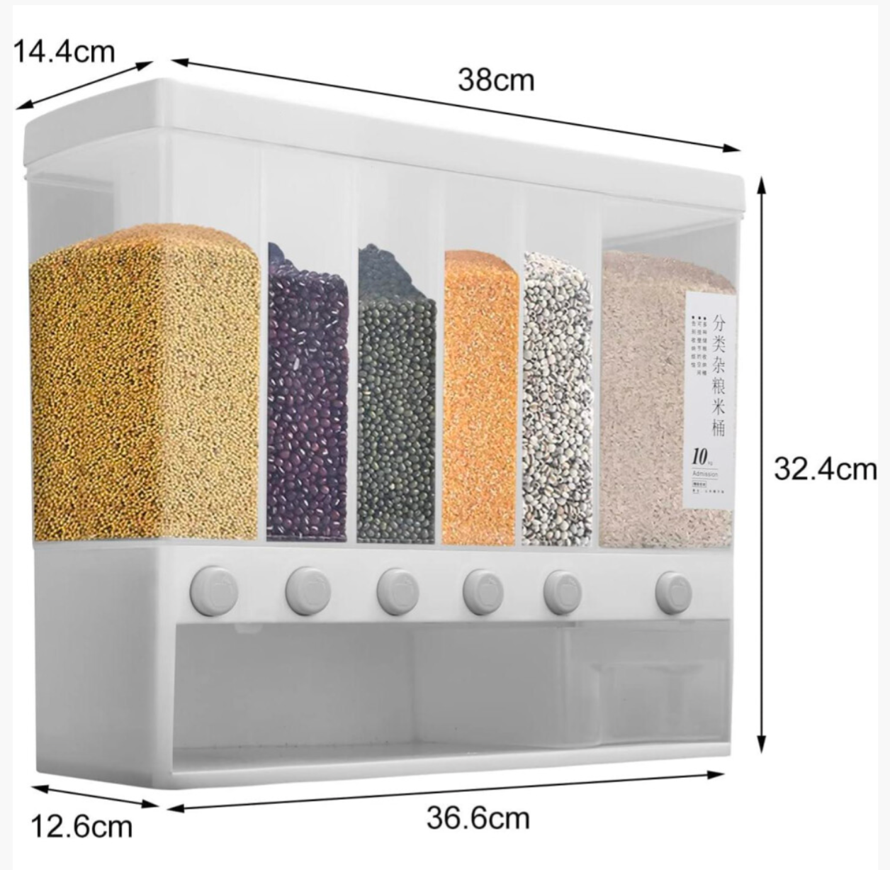 6-Compartment Wall Mounted food Dispenser