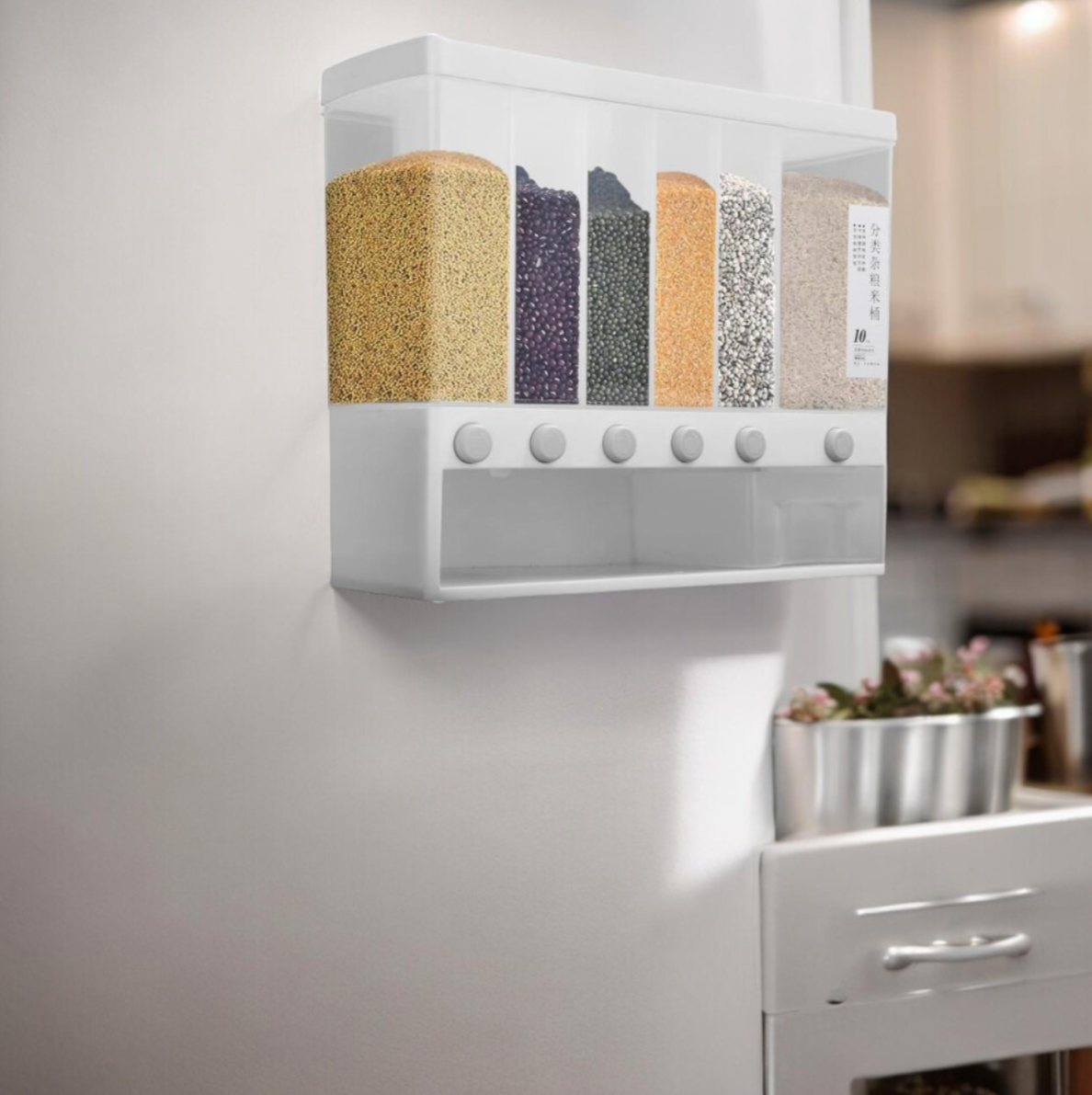6-Compartment Wall Mounted food Dispenser
