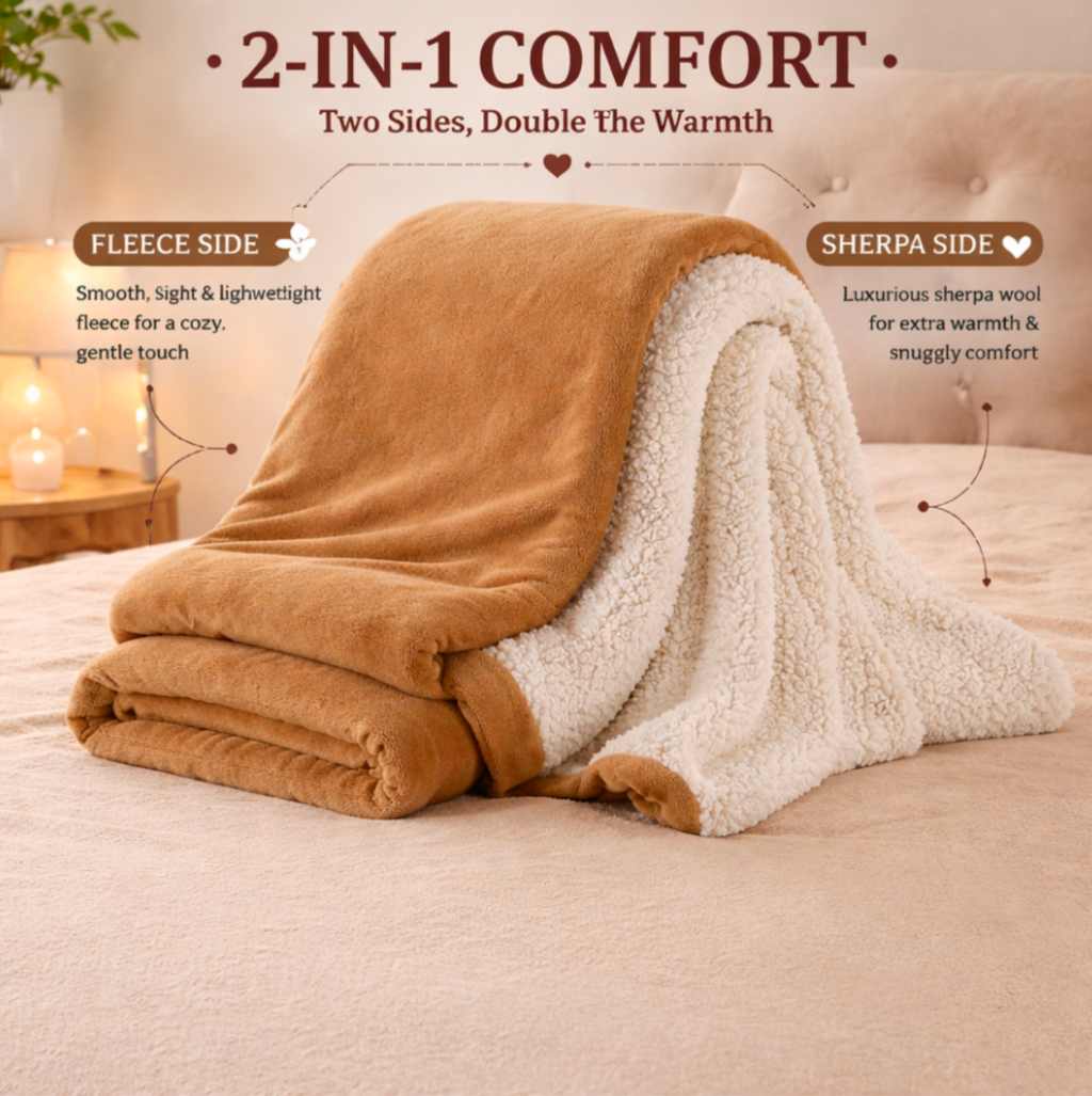Luxury Super Soft Sherpa Fleece Blanket Faux Fur Sofa Mink Warm Thick Reversible Throw