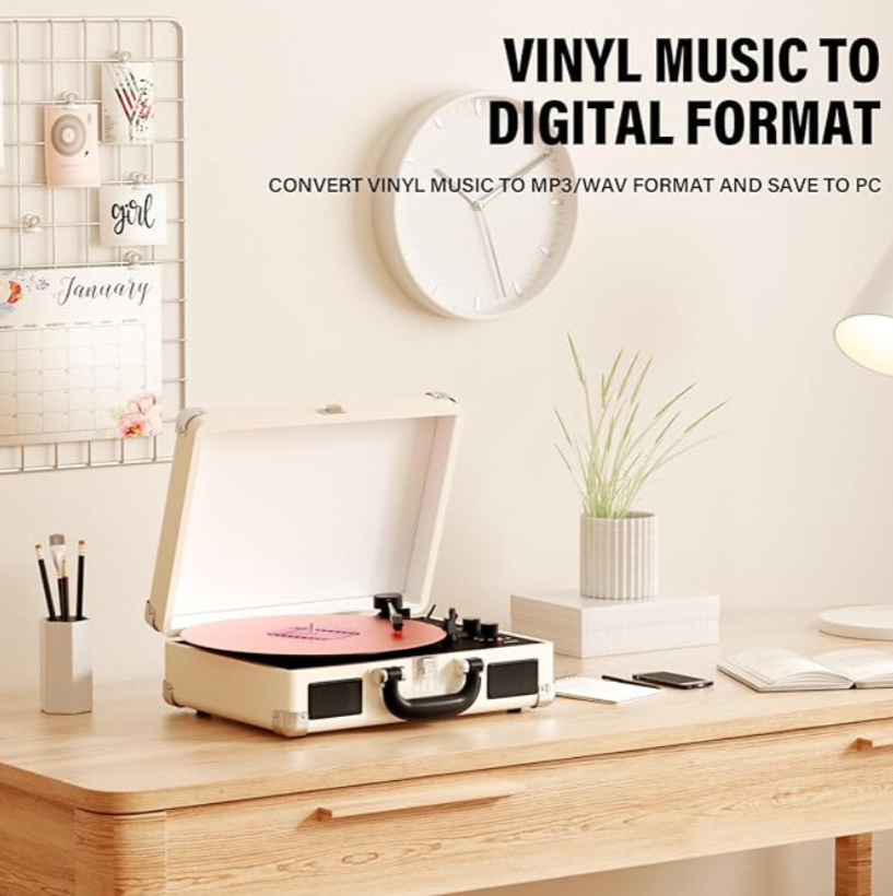 DIGITNOW 3-Speed Vinyl Record Player with Stereo Speakers