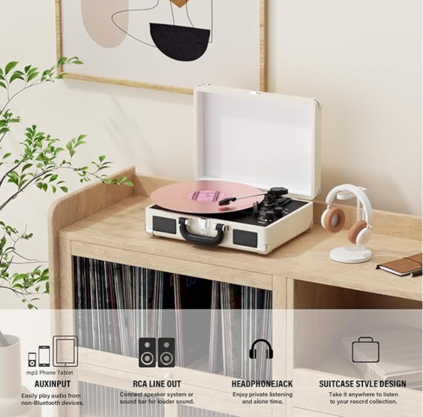 DIGITNOW 3-Speed Vinyl Record Player with Stereo Speakers