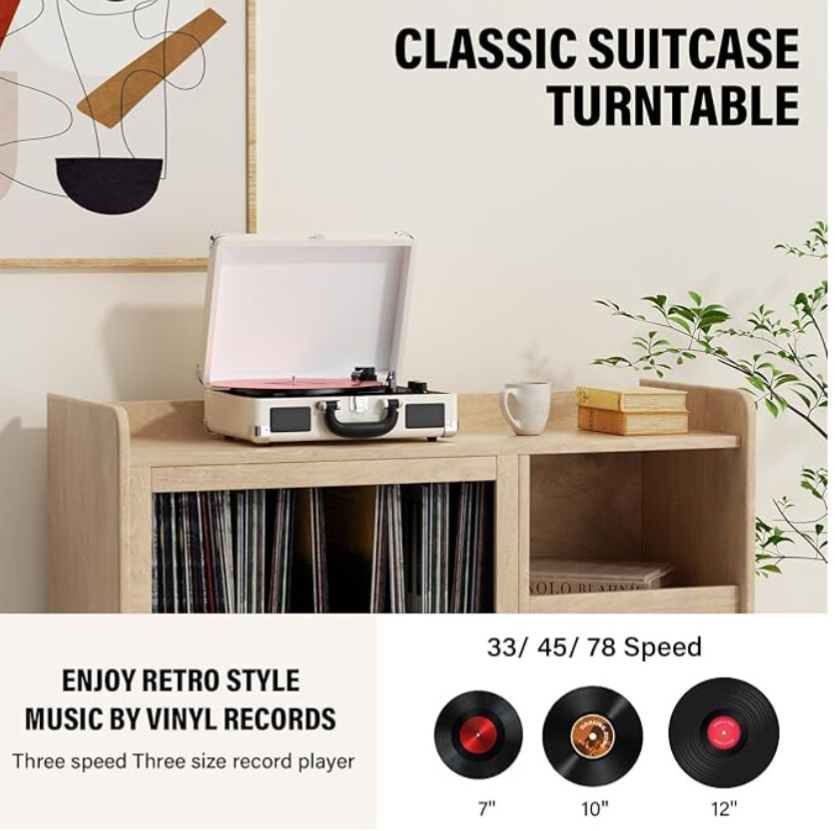 DIGITNOW 3-Speed Vinyl Record Player with Stereo Speakers