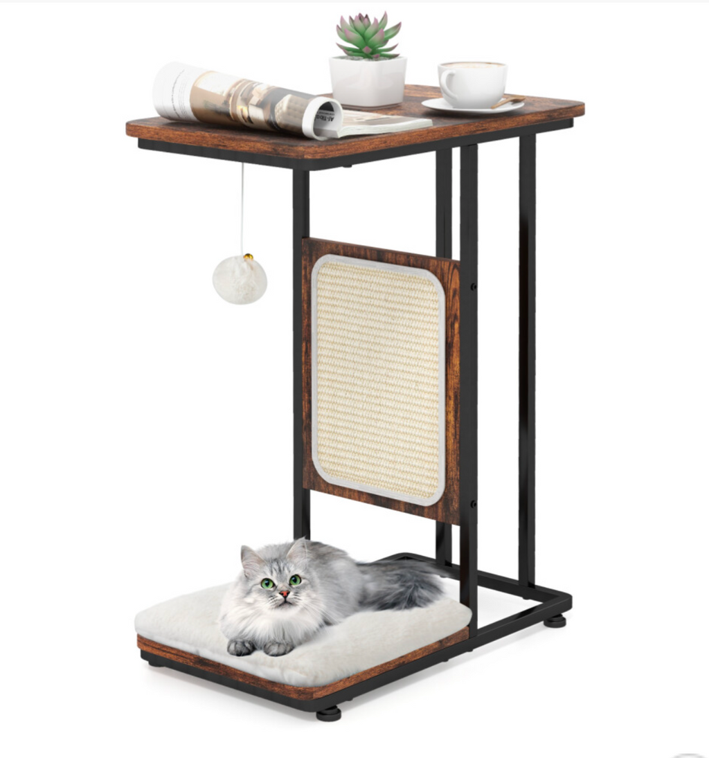 C-Shaped Cat Side Table Modern Cat Tree & End Table