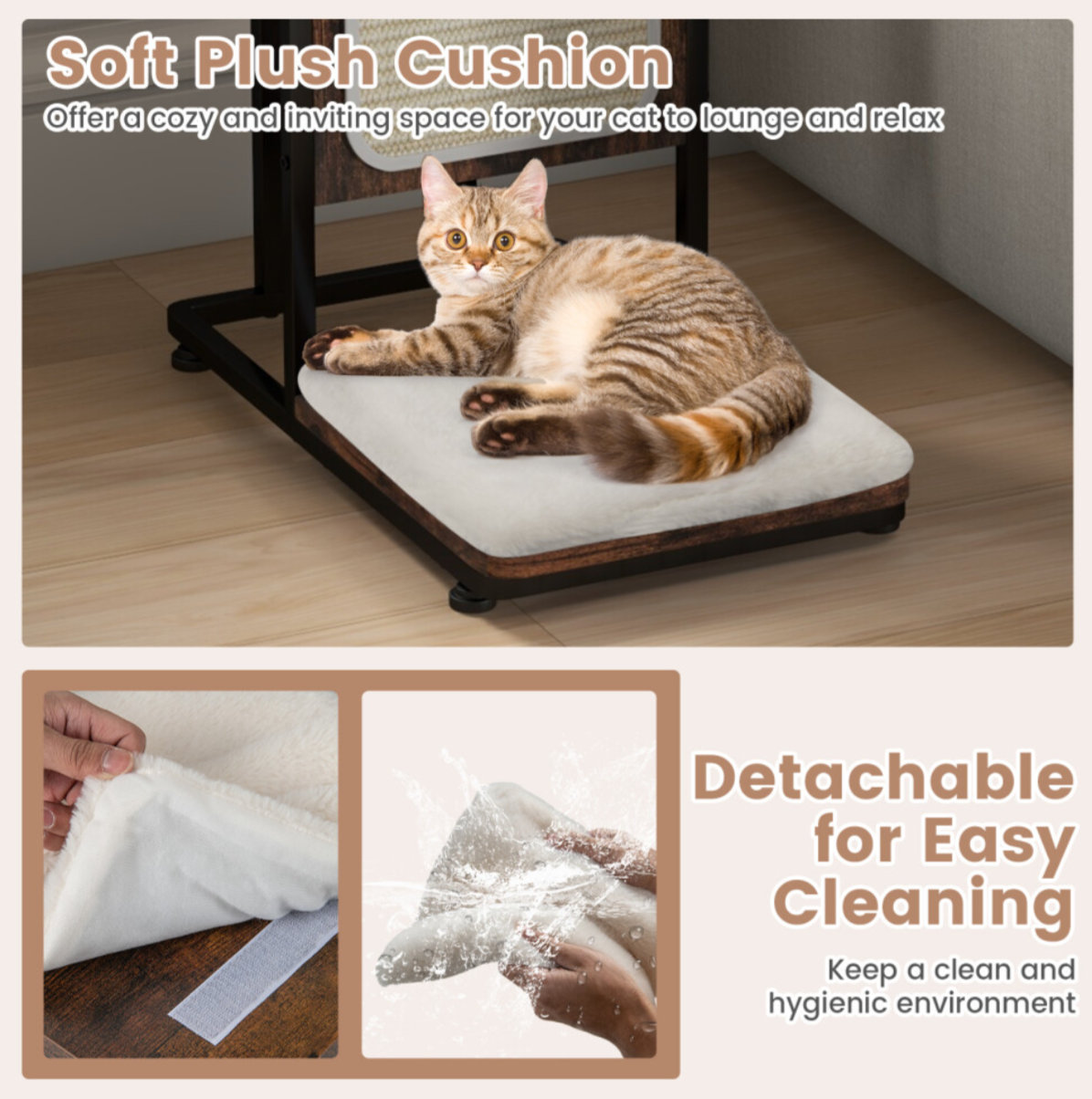 C-Shaped Cat Side Table Modern Cat Tree & End Table