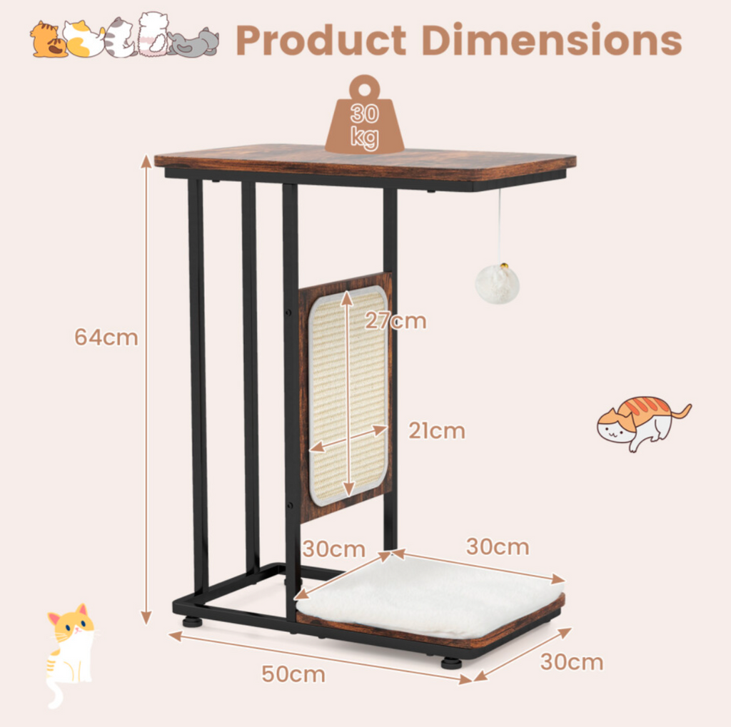 C-Shaped Cat Side Table Modern Cat Tree & End Table