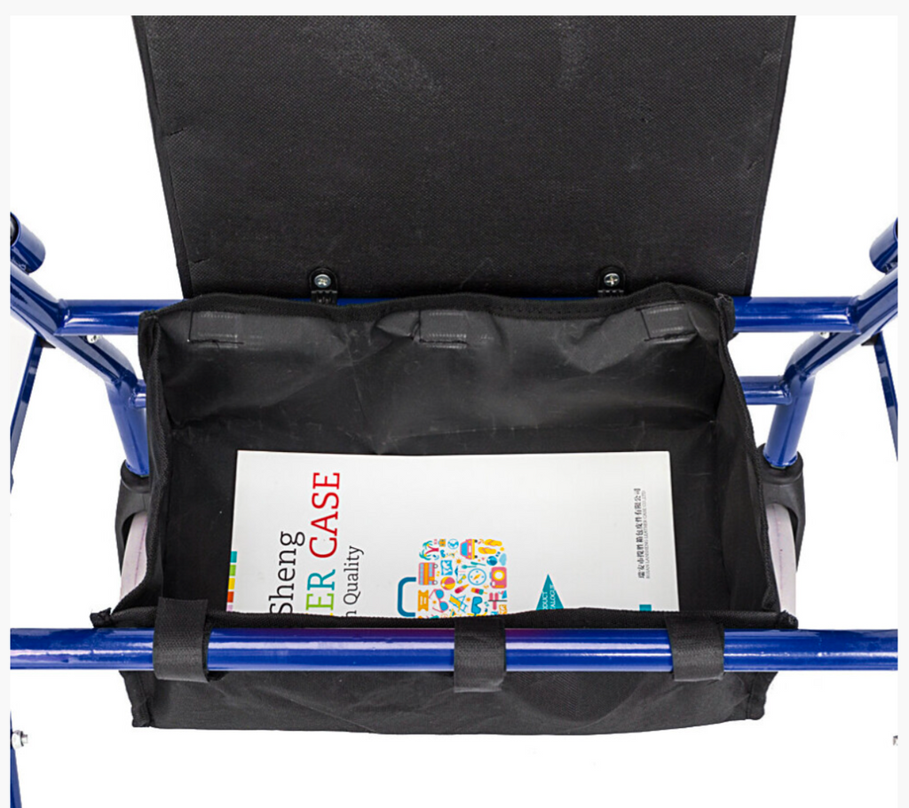 4-Wheel Folding Rollator Walker with Padded Seat & Storage Bag