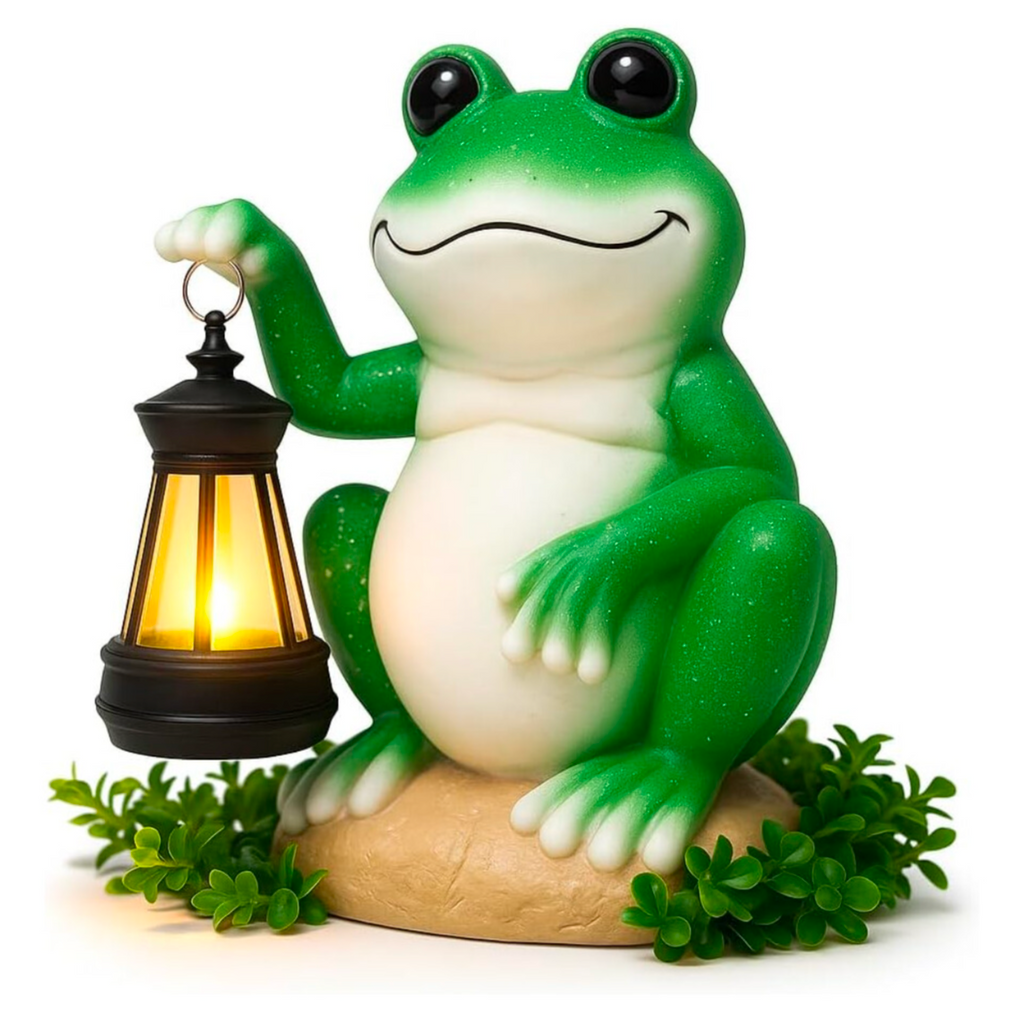 Solar Frog Garden Ornament with Lantern