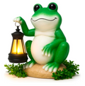 Solar Frog Garden Ornament with Lantern