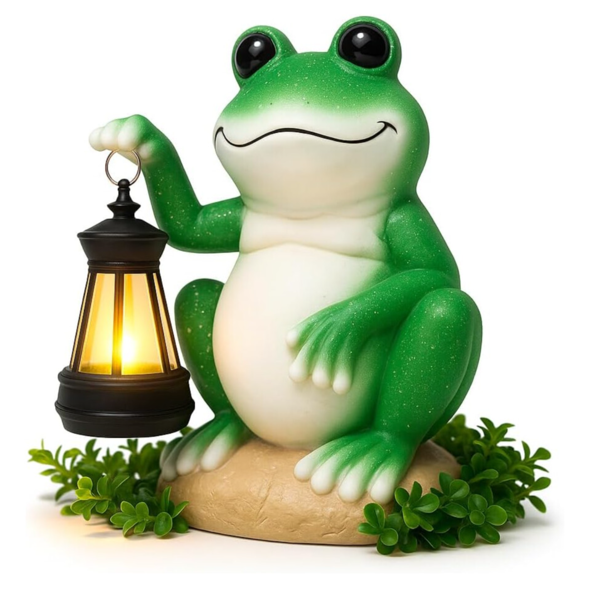 Solar Frog Garden Ornament with Lantern