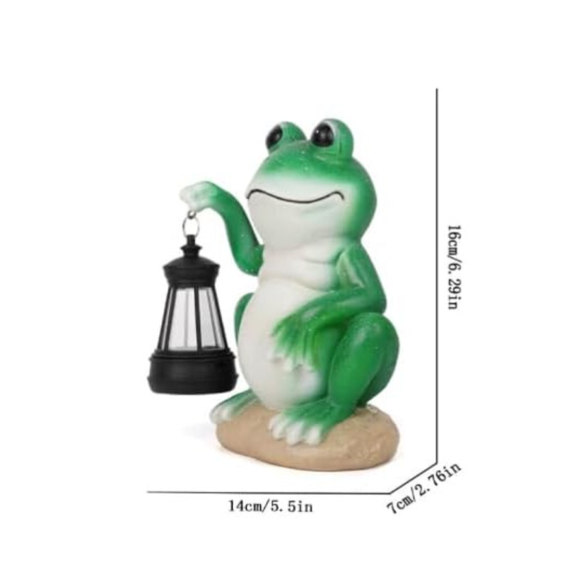 Solar Frog Garden Ornament with Lantern