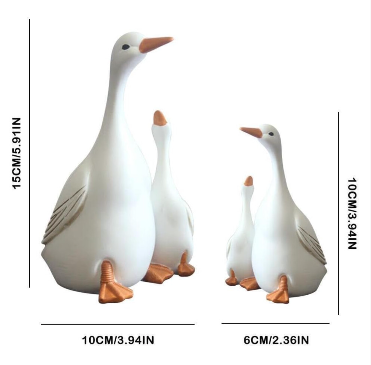 Resin Mother Duck & Ducklings Garden Ornament Set – Hand-Painted Decorative Patio & Outdoor Statue