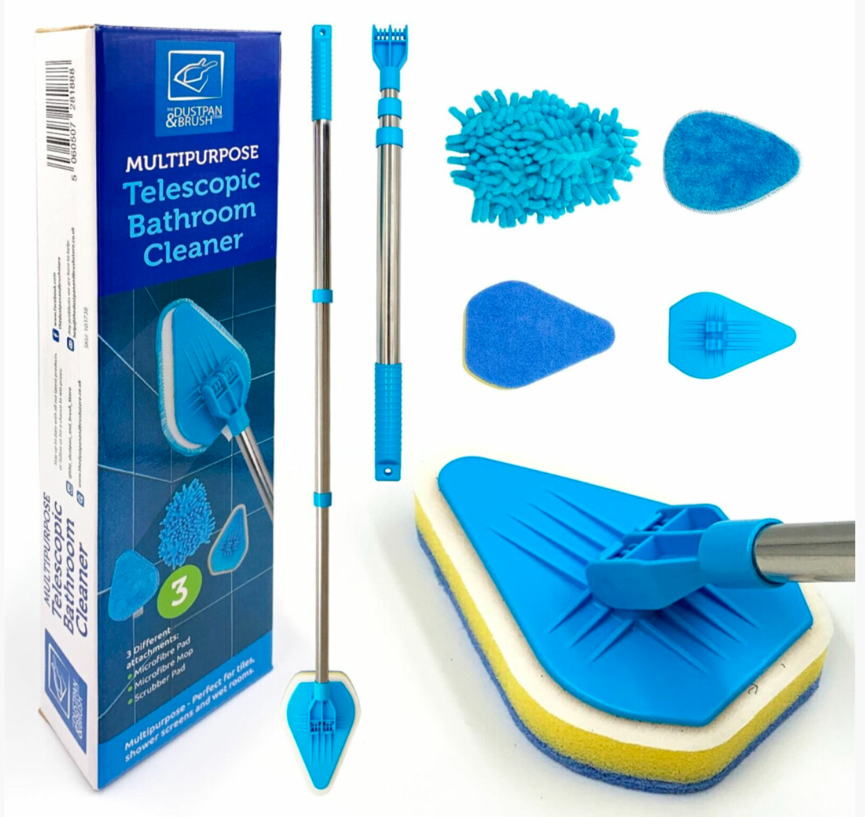 3-in-1 Telescopic Bathroom Cleaning Brush Set