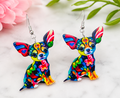 Colourful Chihuahua Dog Drop Earrings – Vibrant Acrylic Statement Earrings for Dog Lovers
