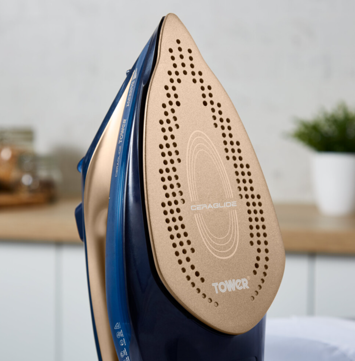 Tower T22008BLG CeraGlide 2400W Cord Steam Iron Blue and Gold