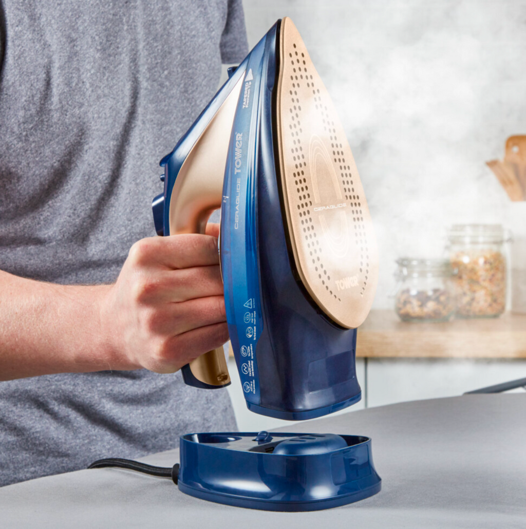 Tower T22008BLG CeraGlide 2400W Cord Steam Iron Blue and Gold