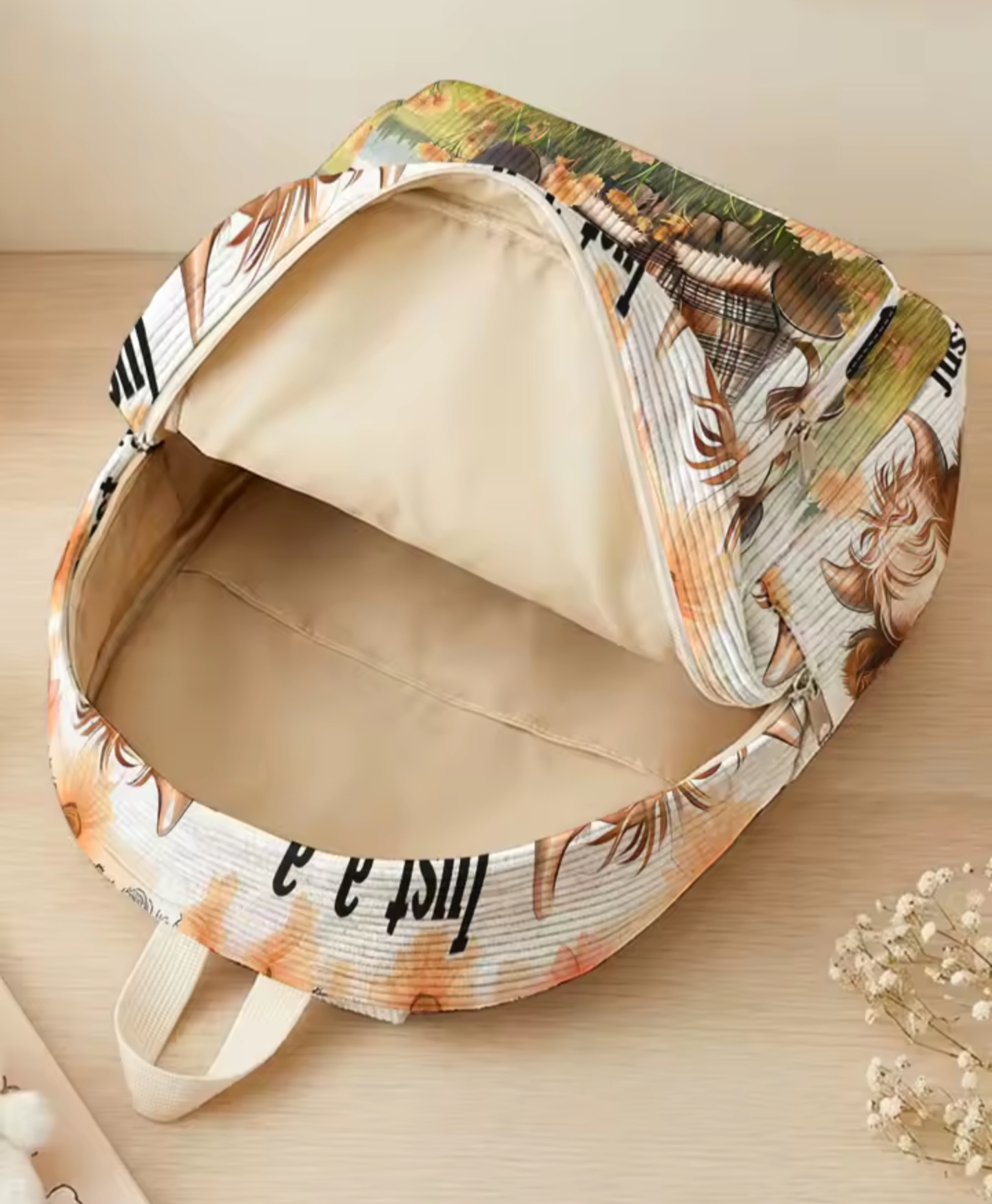 Highland Cow Backpack – Cute Corduroy Travel, School & Everyday Rucksack