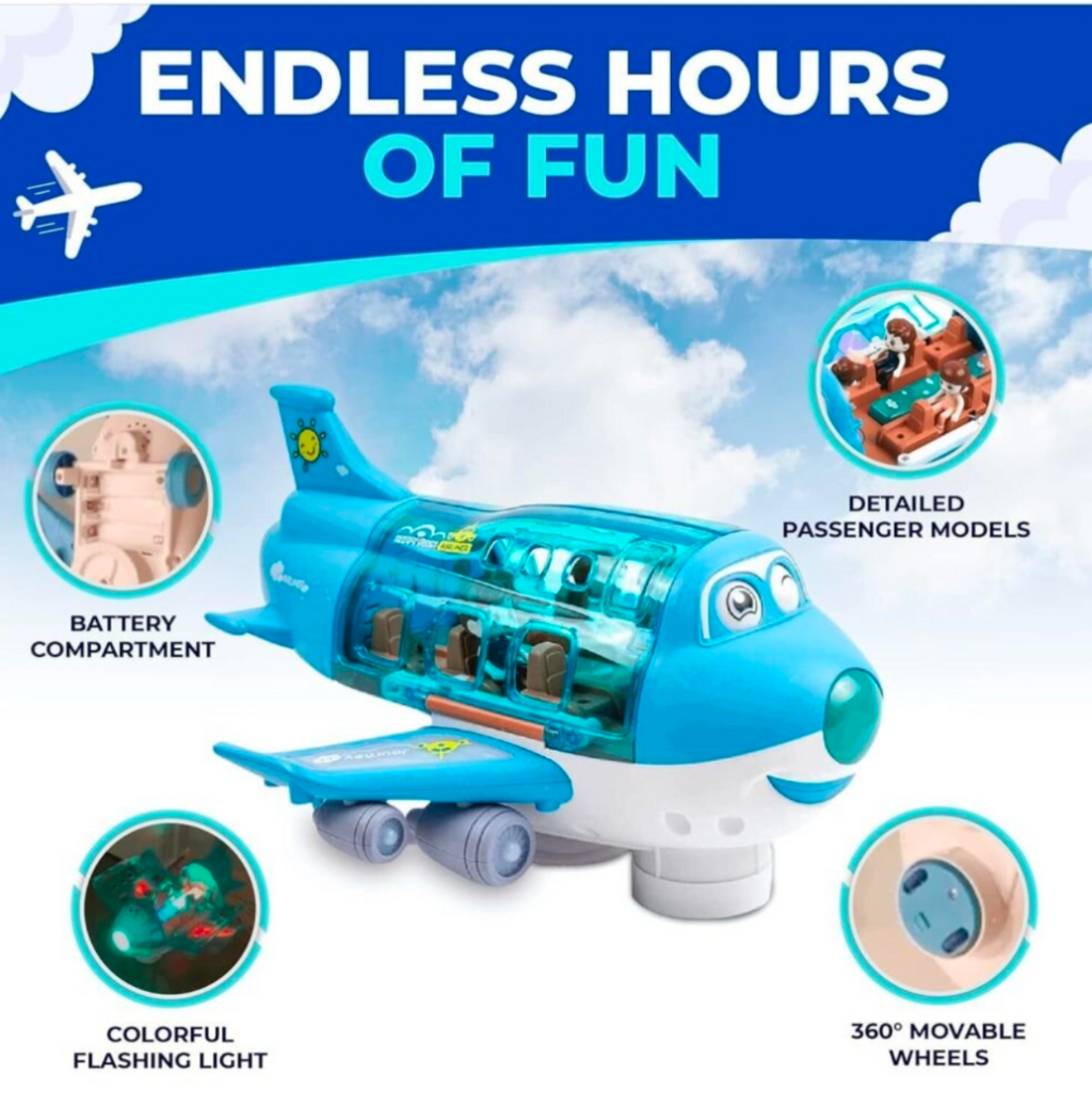 Electric Airplane Toy with Music, Lights & Rotating Action