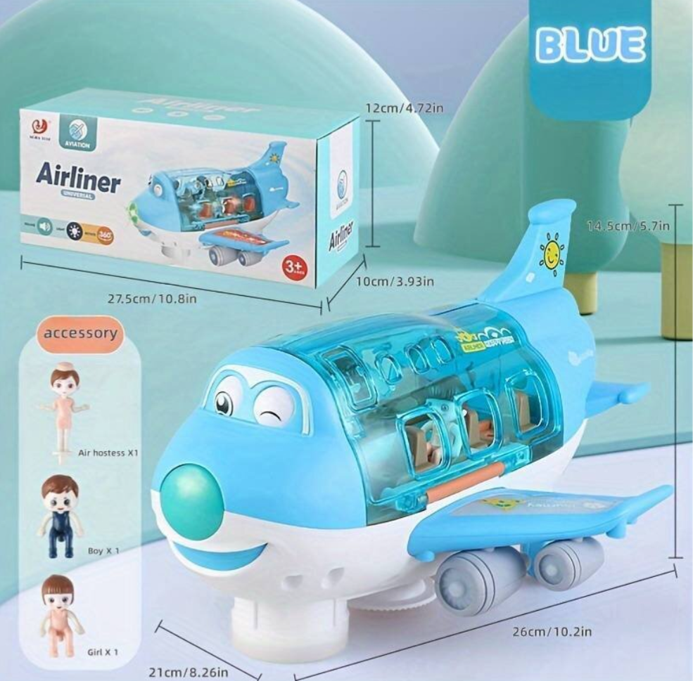 Electric Airplane Toy with Music, Lights & Rotating Action
