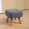 HOMCOM Modern Footstool, Fabric Foot Rest with Rubber Wood Legs, Grey