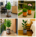 2 Pack 30cm Wooden Plant Caddies with Wheels