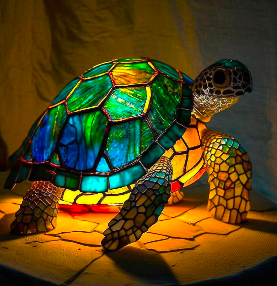 Sea Turtle Stained Glass Table Lamp