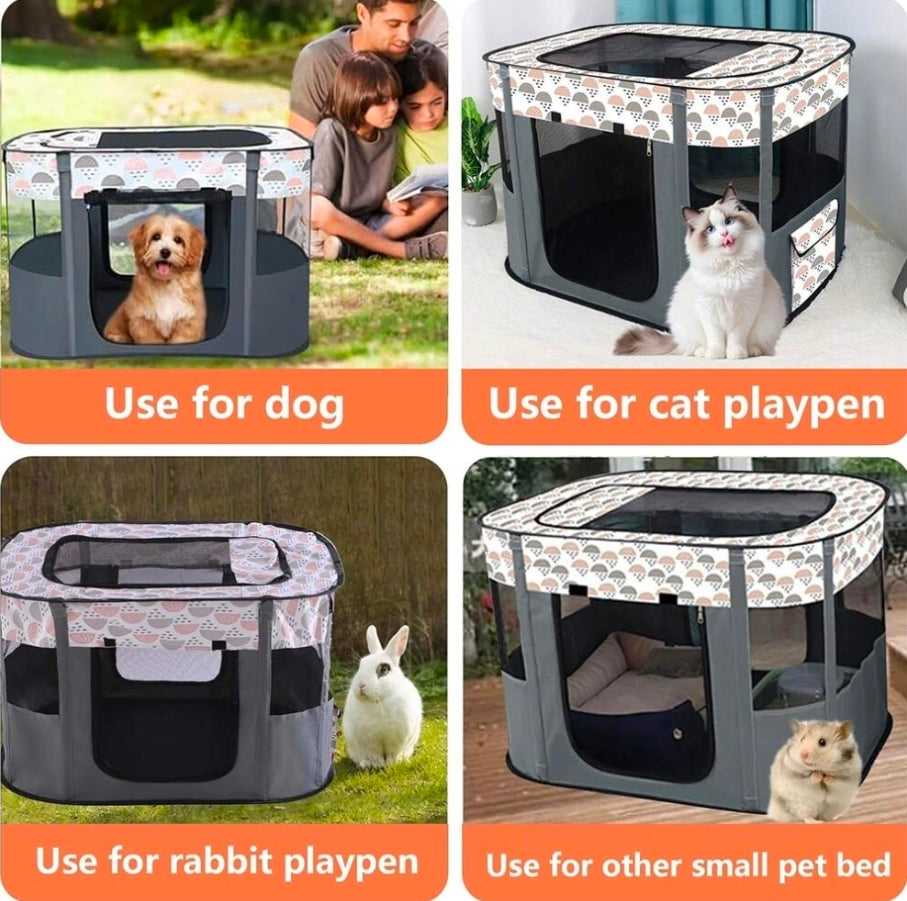 Foldable Pet Playpen – Portable with Storage Pouch