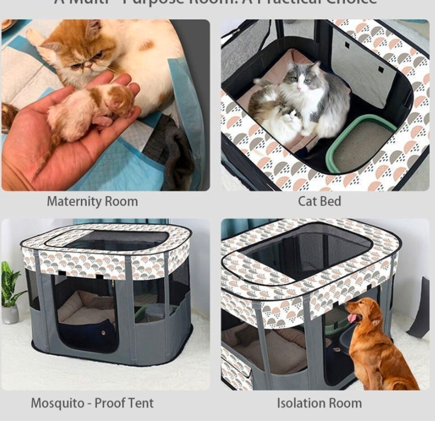 Foldable Pet Playpen – Portable with Storage Pouch